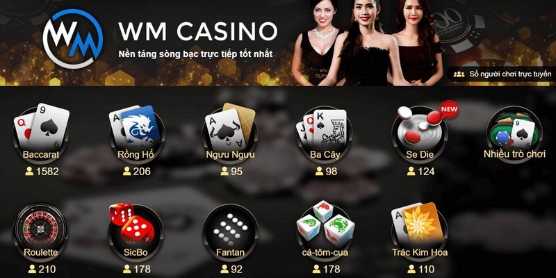 Danh mục trò chơi đa dạng tại WM Casino